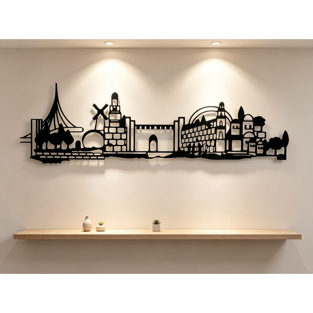 Cocktail Shaker Set - CIFBUY Metall-Wandkunst, Jerusalem Skyline Dekoration, Vintage